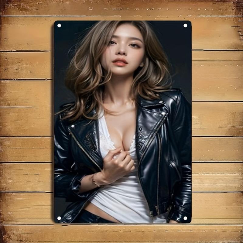Metal Sign Wall Art Elegant Portrait Poster Iron Home Office Decor Christmas Gift