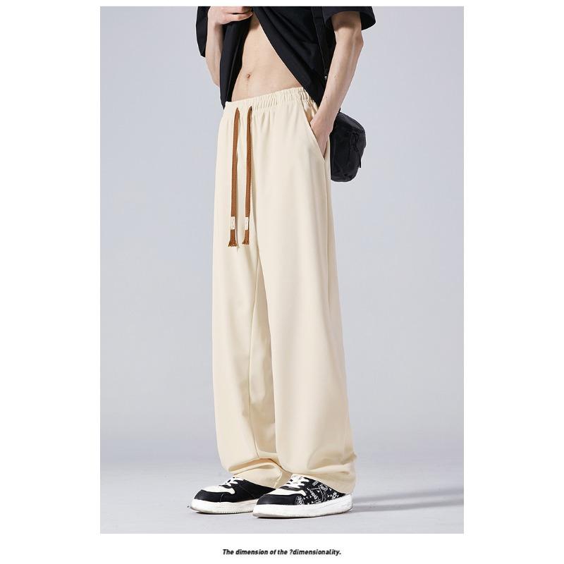 Mens Loose Straight Casual Long Sweatpants Trendy Versatile Daily Trousers