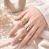 18K Gold-Plated Chunky Adjustable Stainless Steel Ring for Women