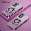 Glitter Plating Magnetic Holder Phone Case For Samsung Galaxy A16 A26 A36 A56 A06 A15 A25 A35 A55 A14 A24 A34 A54 4G 5G Cover