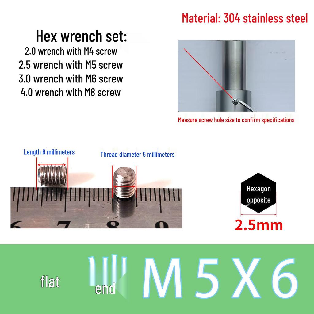 Stainless Steel Faucet Handle with M5 Hex Socket Screw for Kitchen/Bathroom Washbasin – Hot/Cold Water Accessory