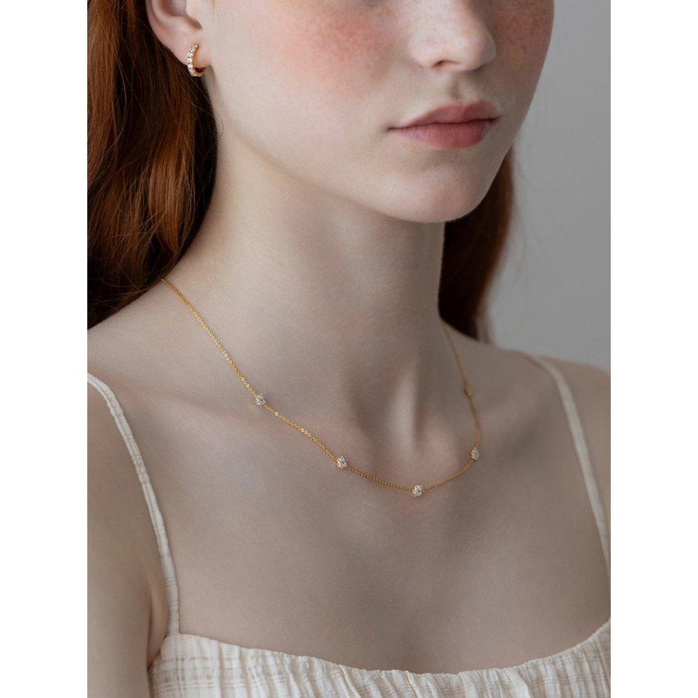 (925 Silver) Bloomet Flower Pendant Necklace Nz2478