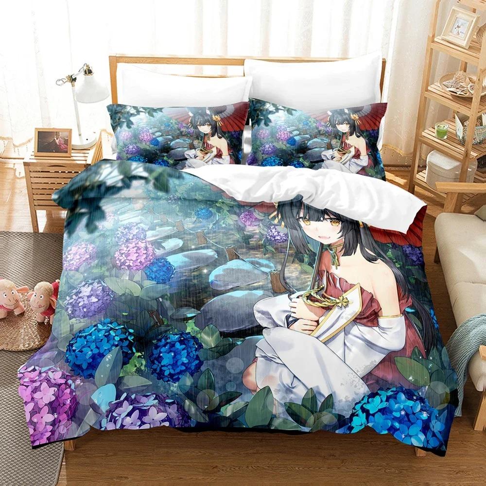 3D Print Azur Lane Bedding Set,Duvet Cover Comforter Bed Set Quilt Cover Pillowcase,King Queen Twin Size Boys Girls Adultse