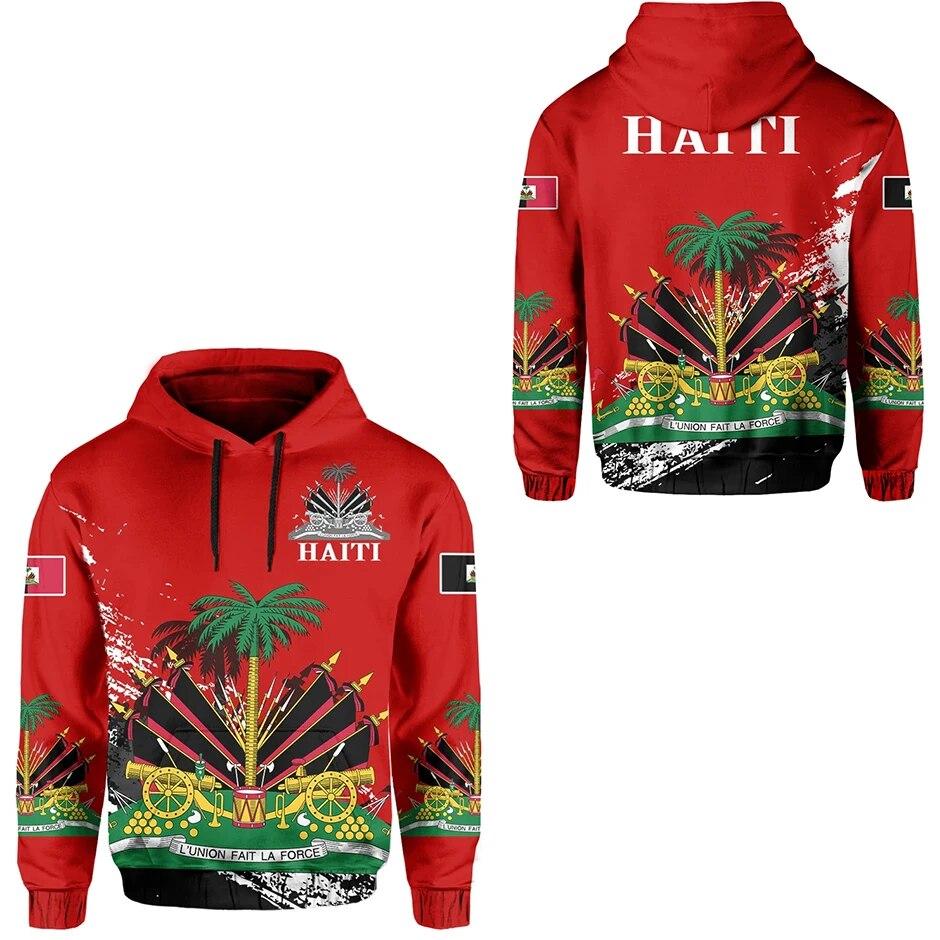

Sudadera con capucha para hombre y mujer, suéter con estampado de país, Mar caribeño, Isla de Haiti, Retro, chándal, 6XL