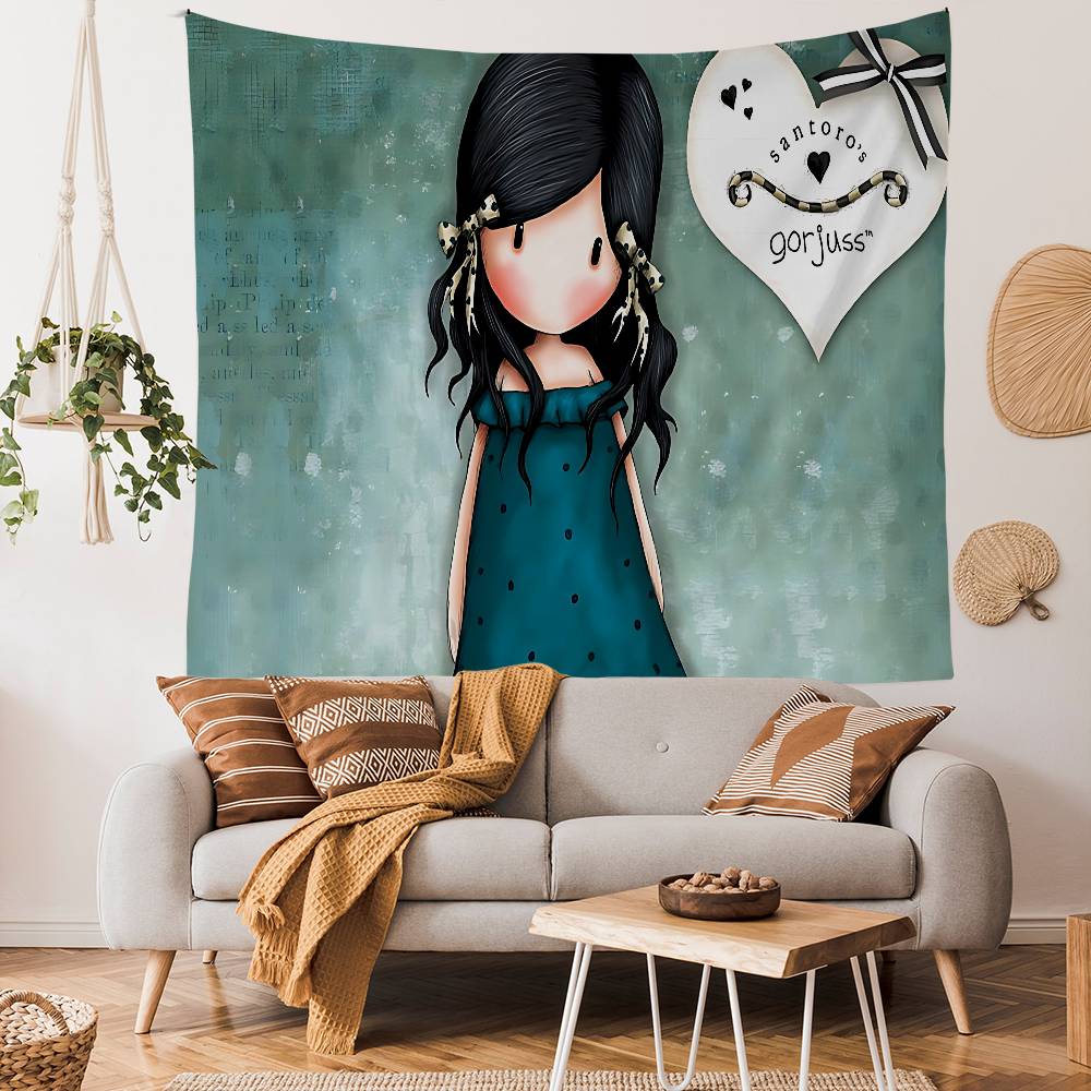 Cartoons SSantoro Gorjuss Hanging Bohemian Tapestry Bohemian Wall Tapestries Mandala Kawaii Room Decor