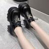 British style platform thick-heeled loafers women's 2025 autumn and winter new velvet fashion versatile black high-heeled small leather shoes