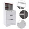 White Tall Nightstand 3-Drawer Bedside Table with Storage Shelf 85cm Height Cabinet