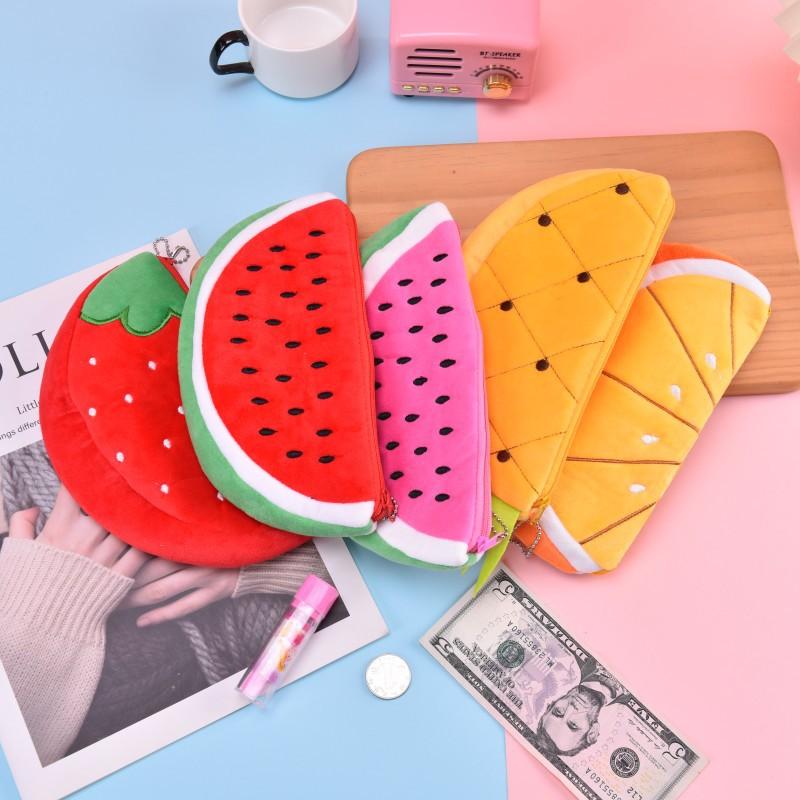 Plush Fruit Style Toiletry Organizer Cute Travel Cosmetic Bag Soft Girl's Pencil Makeup Bags for Women Girls
