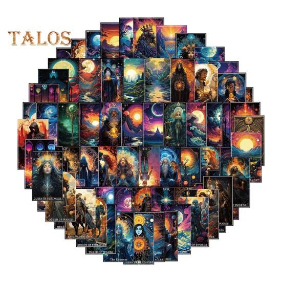 78Pcs Tarot Doodle Stickers PVC Waterproof Fade-Resistant DIY Laptop Luggage Decals Bright Color Tarot Card