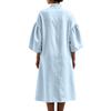 Women's Casual Loose Fit Half Zip Dress with Stand Collar and Puff Sleeves