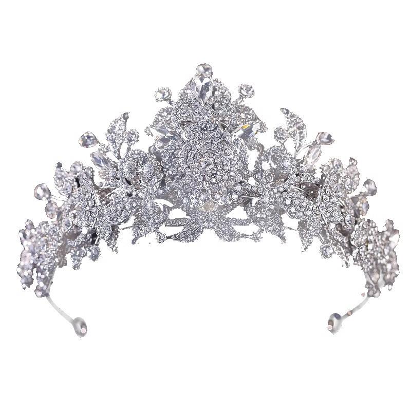 New Crystal Wedding Bride Style Main Wedding Dress Crown Headwear Super Fairy Birthday Party Crown Retro Evening Dress
