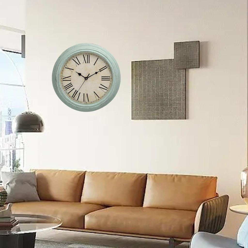 Vintage Wall Clock Battery Operated Decorative Quiet for Bathroom Bedroom