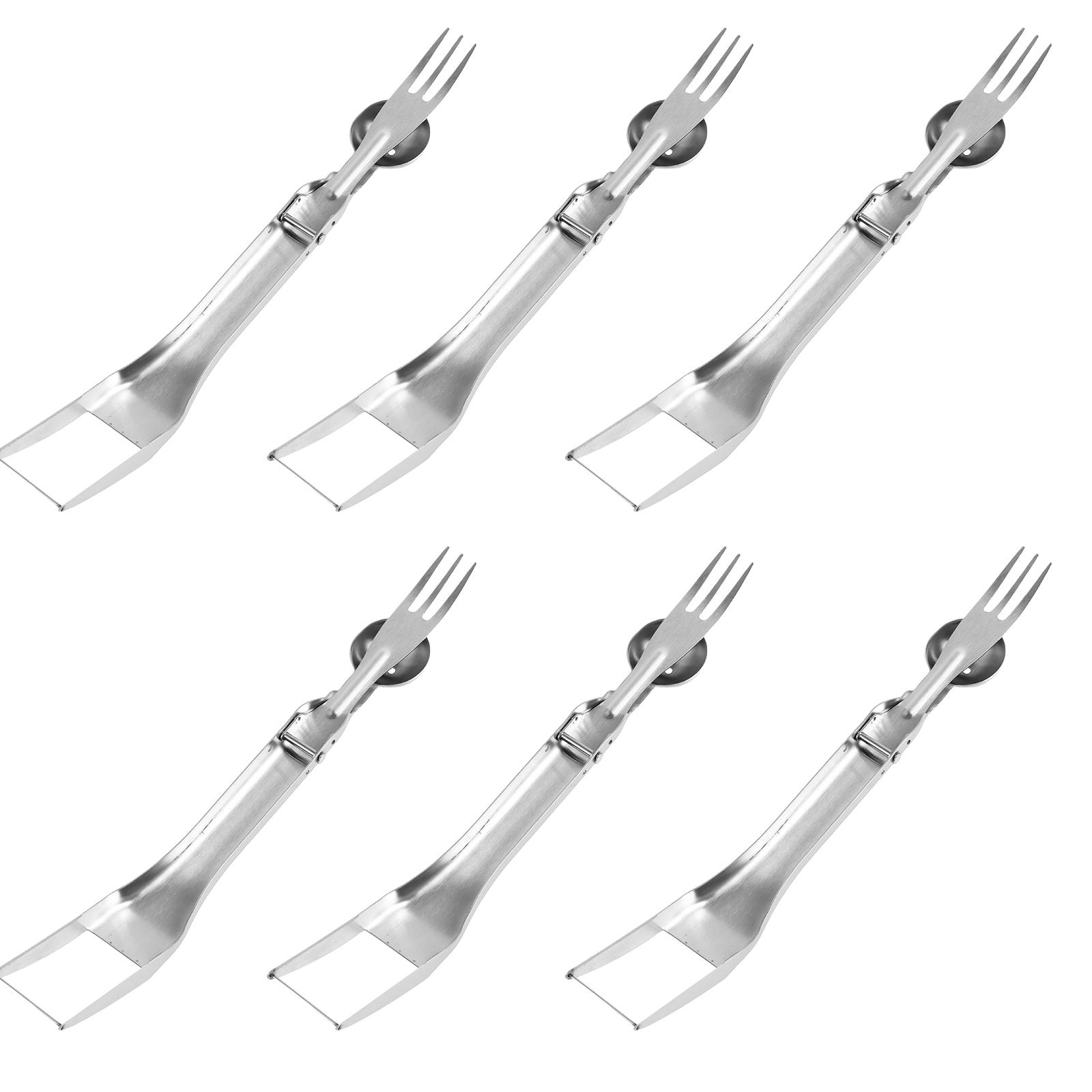 

6Pcs Watermelon Fork Slicer Cutter Foldable Fruit Cutter Stainless Steel Watermelon Cutter Slicer Tool Double Head Melon Cube срібний