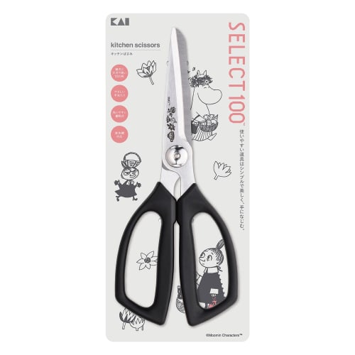 Kai Kitchen Scissors, Dishwasher Safe, Easy To Clean, Black, Moomin X SELECT100, DH3202