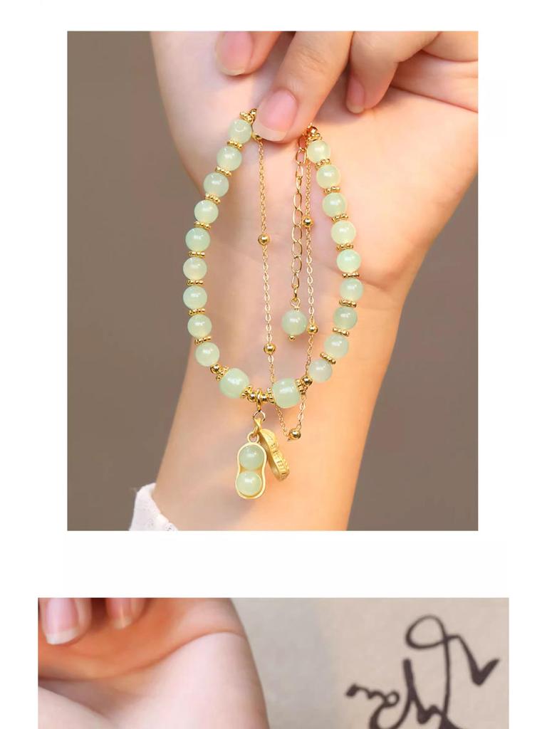 Elegant Hetian Jade & Peanut Women's Bracelet - Ideal Gift for Mother's Day, Birthdays, and Christmas