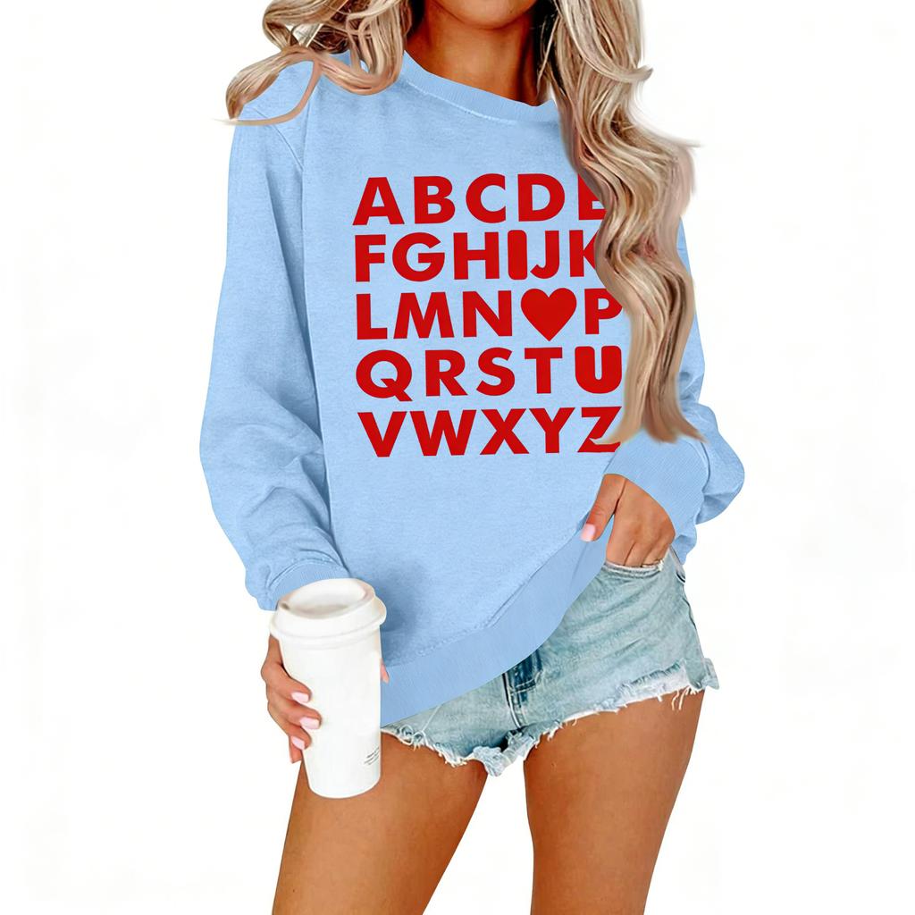 Ladies' Casual Women's Printed Round Neck Pullover Hoodie
