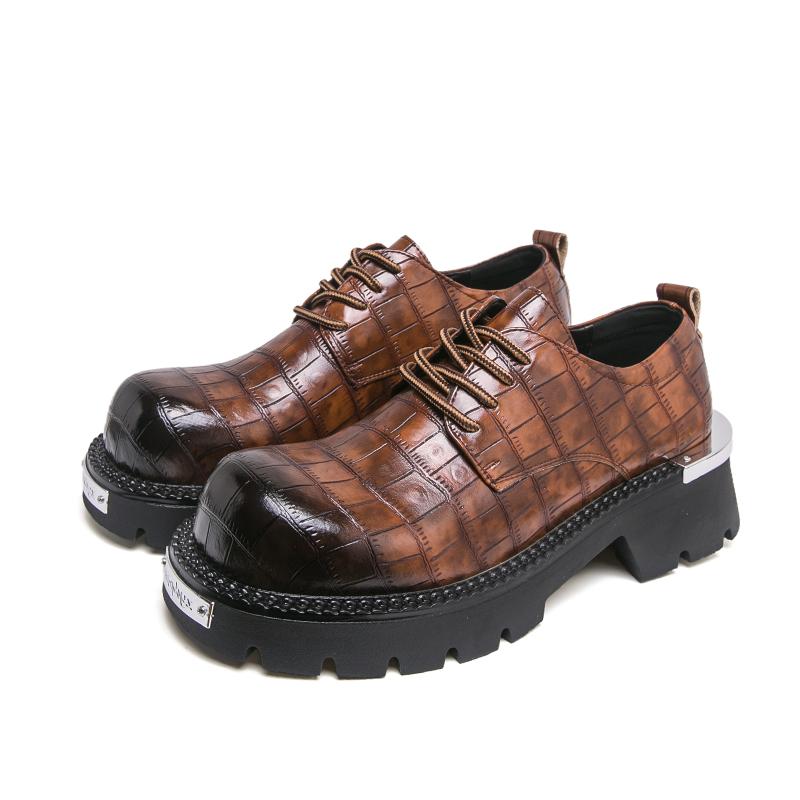 Fashion Height Increasing Men's Leather Shoes Classic Casual Style Business or Office Plus Size Hot Selling Derby Suit Shoes Brown
