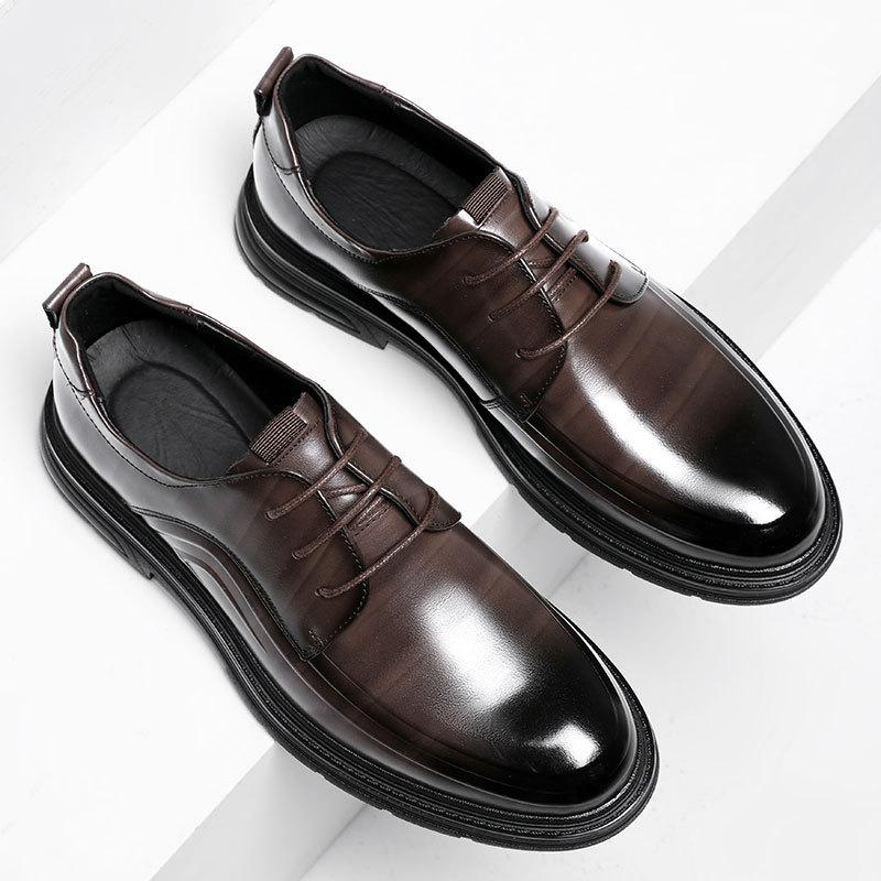 First Layer Cowhide Men's Shoes New Autumn Business Dress Leather Shoes Men's British Trend Leather Young Single Shoes Men's