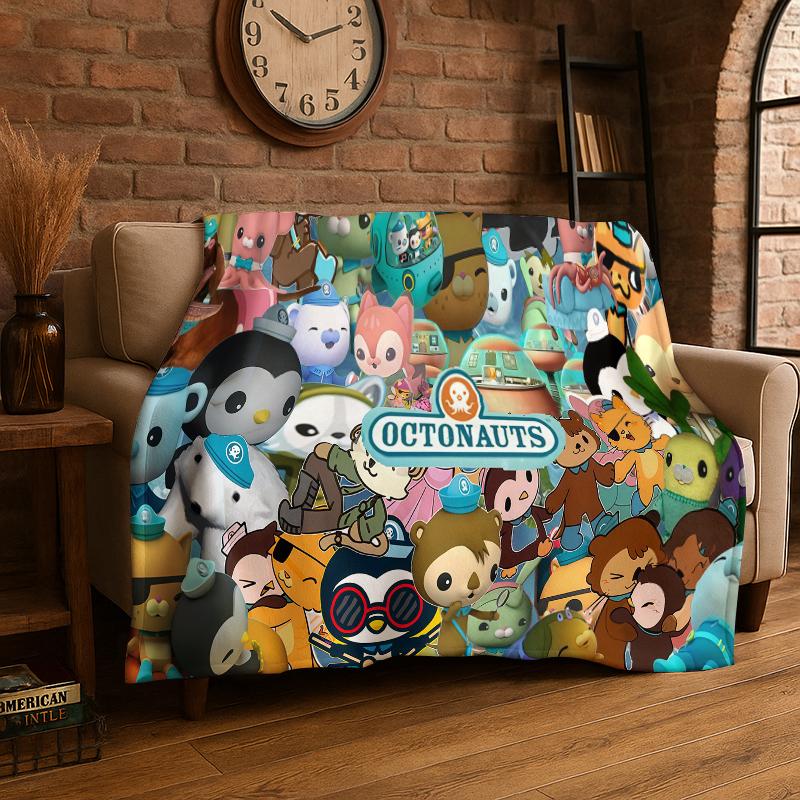 Cute Cartoon The Octonauts Barnacles Flannel Blanket Soft Warm Throw Blanket for Bedroom Living Room Bed Travel Picnic Gift 75x90cm
