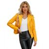 Women's Slim Fit Leather Motorcycle Jacket – European Size, Short Style for Spring and Autumn