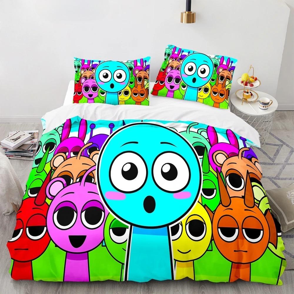 Music Game Sprunki 3D Print Cartoon Bedding Set Soft Comforter Cover Pillowcase Duvet Cover Set Bedclothes for Kids Adults Gift