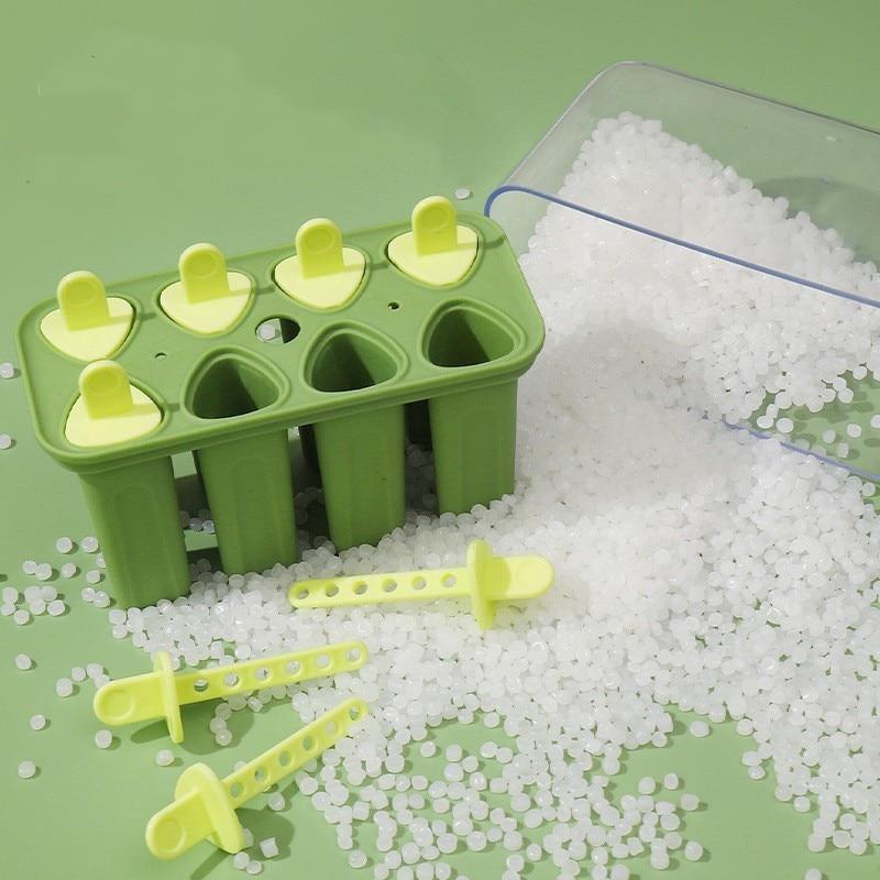 Flippy Ice Cream Mold Set 8 Packs Silicone Popsicle Molds Homemade Ice Cream and Frozen Juice Molds 13 x 10 x 6.5 cm Green