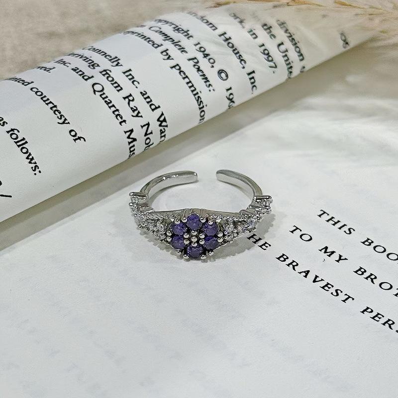 Stacked Wearing A Girlfriend Girl'S Sweet And Romantic Purple Diamond Open Ring, A Woman'S Frigid Wind Simple And Exquisite Ring