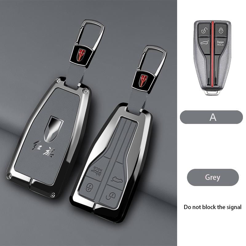 Zinc Alloy Car Key Cover Case Shell Holder Protector for Hongqi HS5 HS7 HS E HS9 Logo Keychain Bag Set Interior Accessories