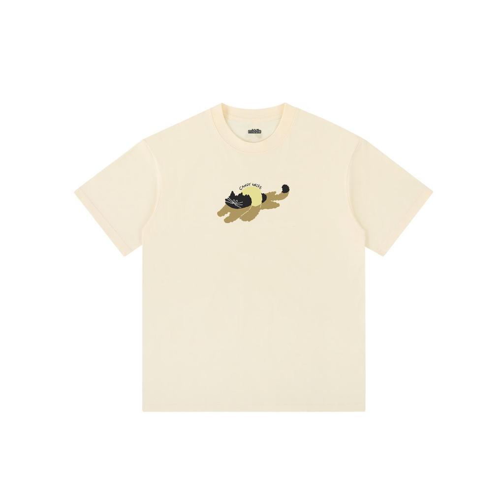 Unisex Oversized Trendy Kitten Print Cotton T-Shirt