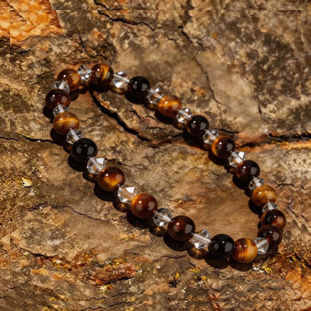Festliche Geschenke Tigerauge Klarer Kristall Quadratisches Perlenarmband Natürlicher Modeschmuck Für Männer Frauen Tägliches Tragen Geschenk