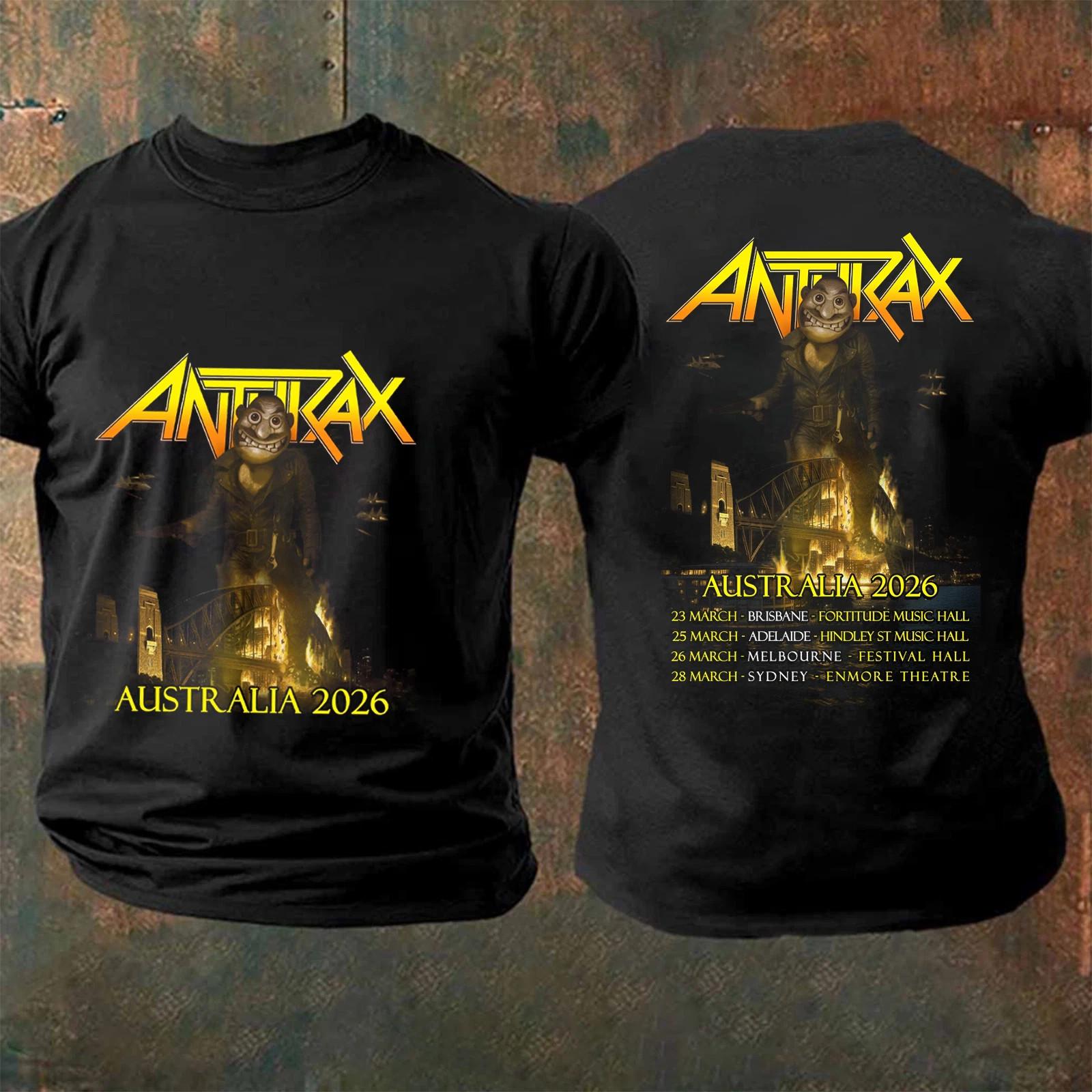 2sided Anthrax Band Tour Australia 2026 Tshirt Size S to 5XL XXXL