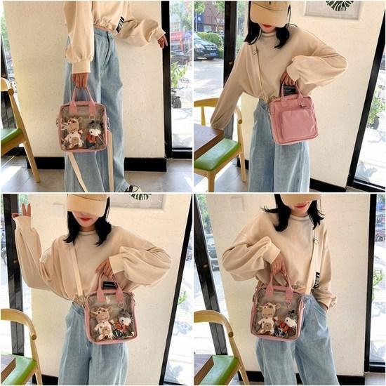 Geomong Idol Doll Ita Bag PVC průhledná mini taška přes rameno průhledná taška Obits Deco Bag, světle béžová, 1 kus