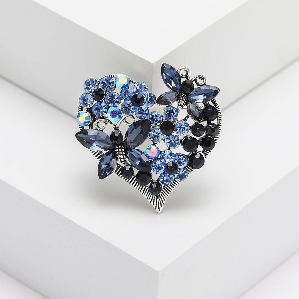 Beautiful Rhinestone Love Heart Brooches For Women Romantic Butterfly Flower Love Brooch Pins Wedding Party Jewelry Couple Gifts