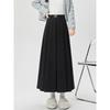 High-Waisted Coffee Wool Skirt for Women, Autumn-Winter Style, Pleated A-Line, Petite Fit, Mid-Length, Perfect Drape