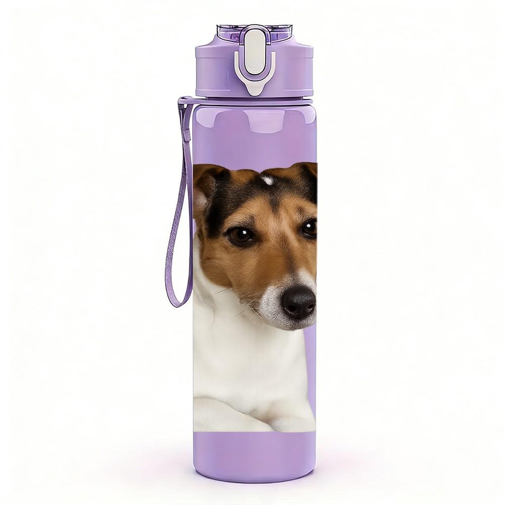 1PC Jack Russell Dog Portrait 750ml Color Plastic Sports Water Bottle Leakproof Flip Straw Lid Suitable for Sports Office Home Use
