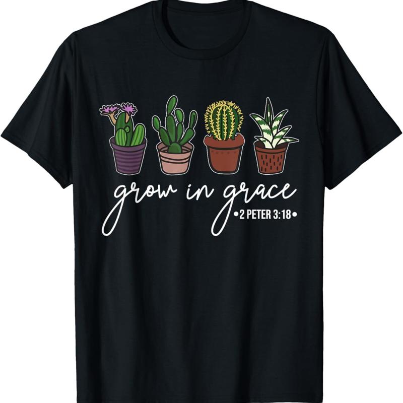 Grow In Grace Christian Easter Day Cute Cactus Lover T Shirt