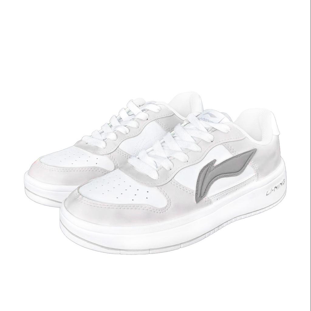 Li Ning Floating Boat Cushioning Abrasion Resistant Slip Resistant Low top Skateboard Shoes Unisex White Gray AGCS420-6(Team1470-)