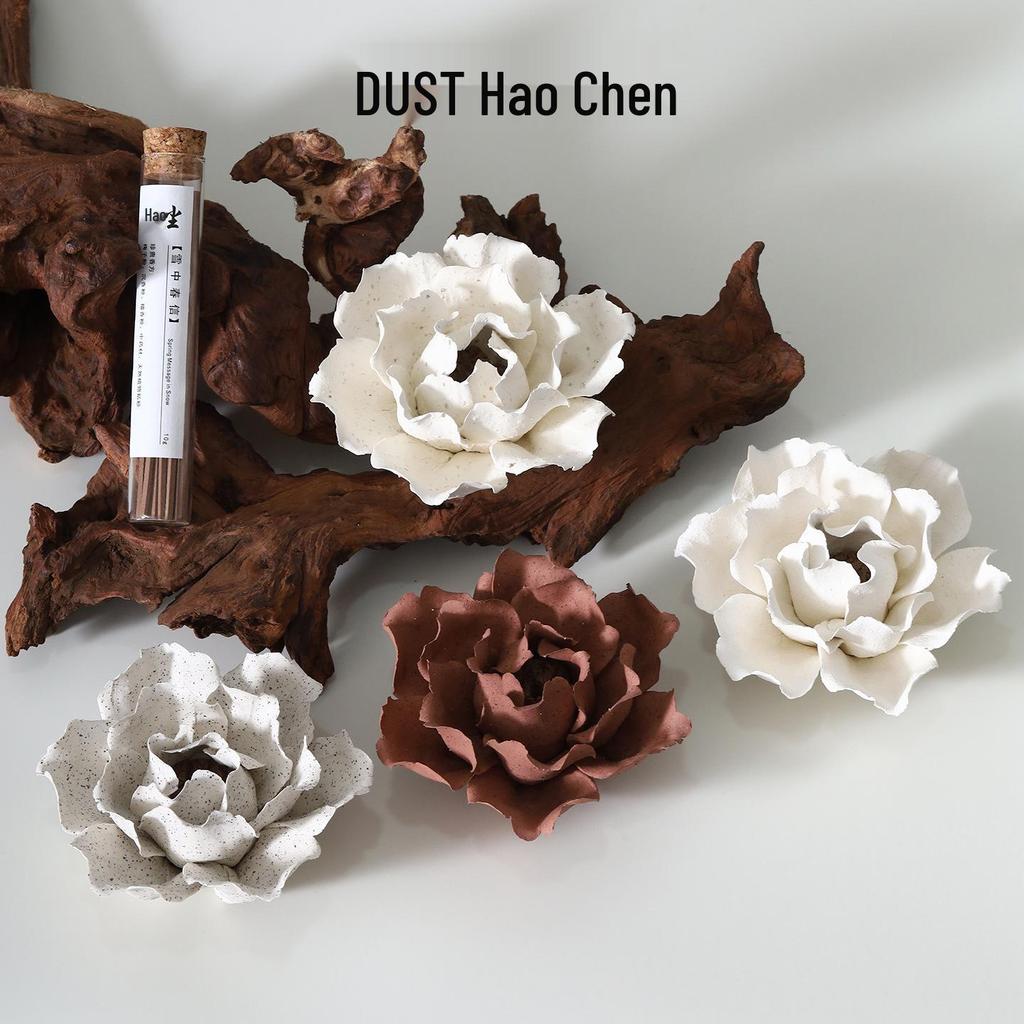 Handmade Ceramic Flower Incense Holder - Chinese Aromatherapy Diffuser Souvenir