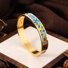Bracciale Geometrico Aperto in Metallo Color Oro Acciaio Inossidabile Smaltato Vintage, Gioiello da Polso Geometrico Allargato Apribile, Regalo Quotidiano da Polso per Donna