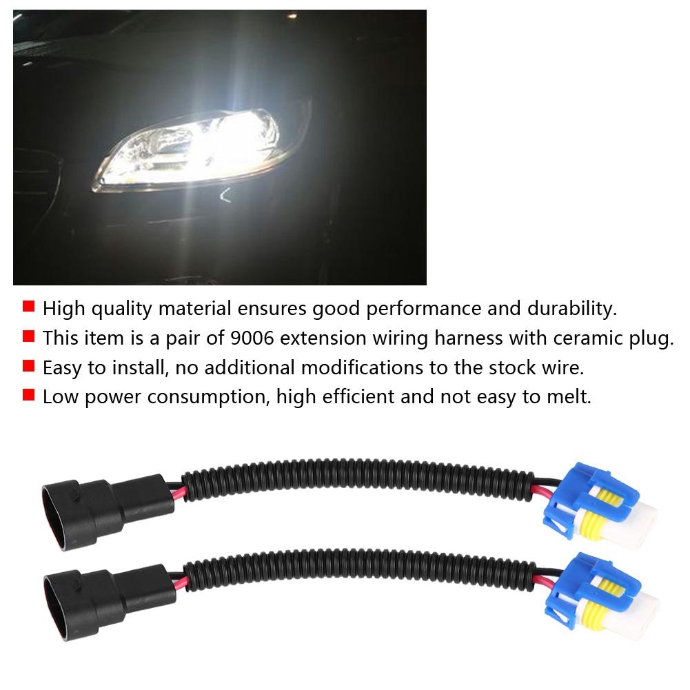 2Pcs 9006 Ceramic Connector Plug Socket Extension Wiring Harness Sockets Adapter
