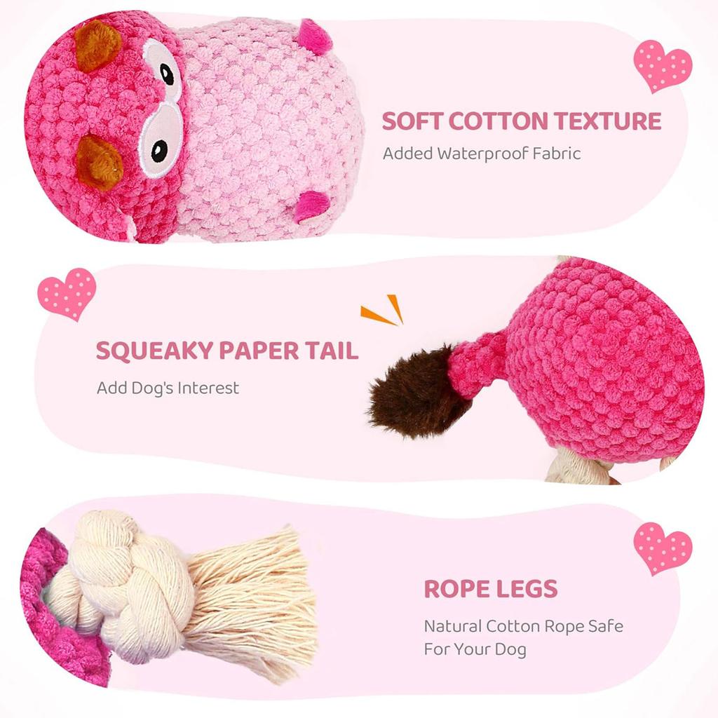 1pc Dog Plush Toy for Chewers, Dog Squeaky Toys,Stuffed Animals Toys with Cotton Material and Crinkle Paper,Durable Chewing Toys