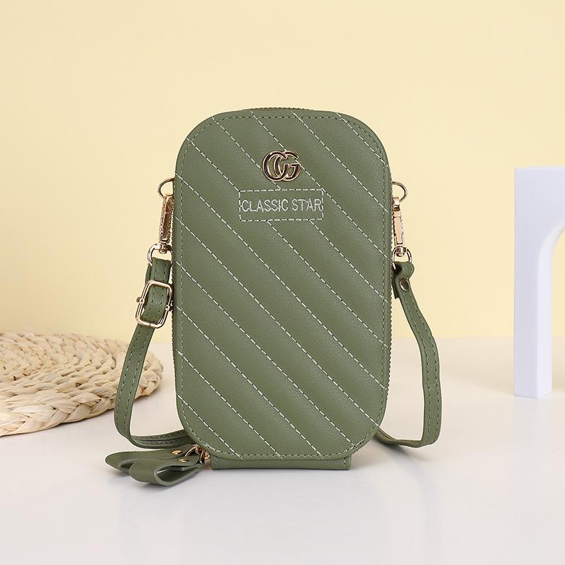 New solid color mobile phone bag women's simple, small, fresh and large capacity shoulder crossbody small bag multi-card women's bag