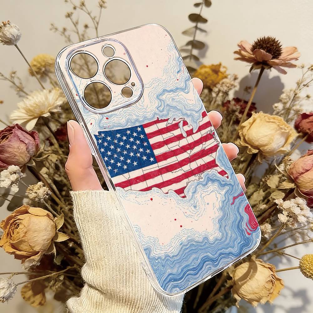 The Culture of the American Flag Phone Case Transparent Silicone Soft For iPhone 17 16 15 14 13 12 11 Mini Pro Max Plus
