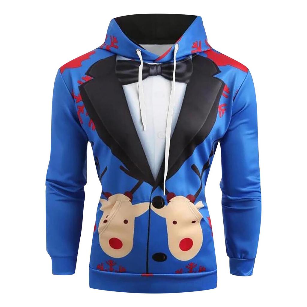 Men Casual Snowflakes Christmas Deer Printed Shirt Top Blouse