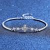 S925 Sterling Silver Korean Style Moissanite Four-Leaf Clover Gemini Adjustable Bracelet for Women