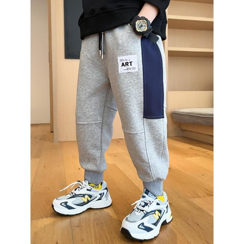 Boys Spring Autumn Block Casual Pants Korean Comfortable Sporty Trousers 120