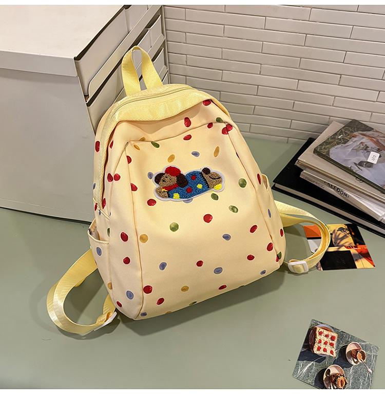 School Bag New High Value Cute Polka Dot Backpack College Style Large Capacity Versatile School Bag Korean Simple Lightweight Backpack