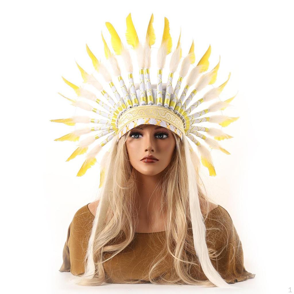 Artificial Feather Headdress ,Chief Costume Headpiece for Halloween Carnival