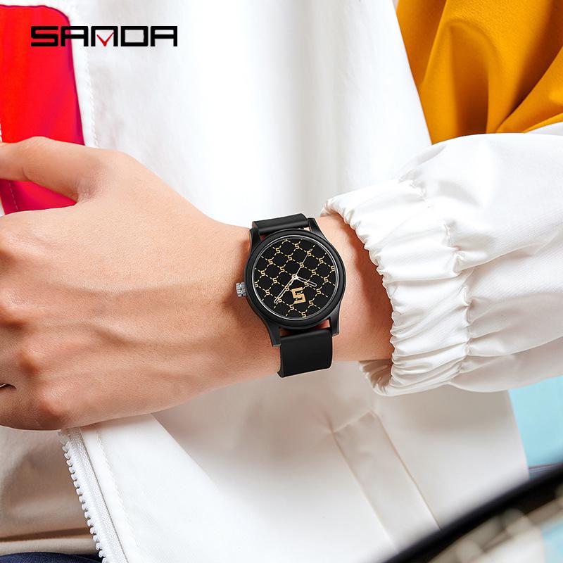 SANDA Rainbow Silicone Strap Unisex Waterproof Minimalist Fashion Watch
