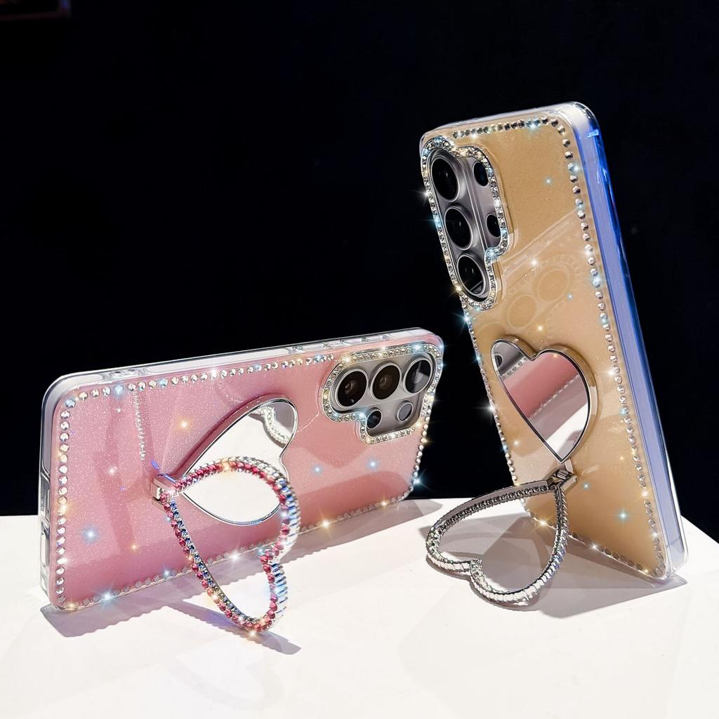 Flash diamond IMD Samsung S11Ultra mobile phone case A11 love mirror holder S11 anti-drop protective case hard